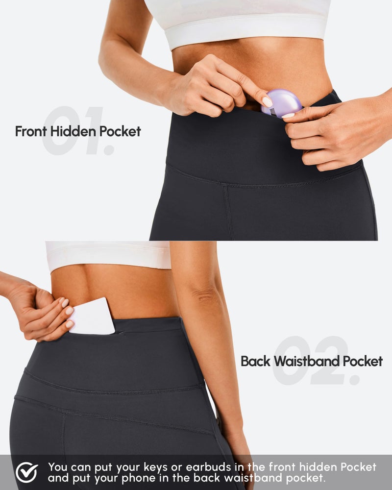 AFITNE Yoga Pants for Women Bootcut Pants with Pockets High Waisted Workout Bootleg Yoga Pants Tall Long Athletic Gym Pants Grey - M - Image 4